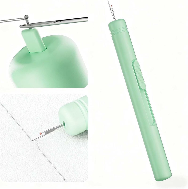 QinYj 2 in 1 Automatic Needle Threaders Seam Ripper Sewing Tools Family Life Sewing Tools Seam Rippers Telescopic Safety Threading Device - Image 1